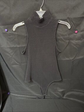 Citizens Of Humanity Black Ribbed Mock Neck Sleeveless Bodysuit